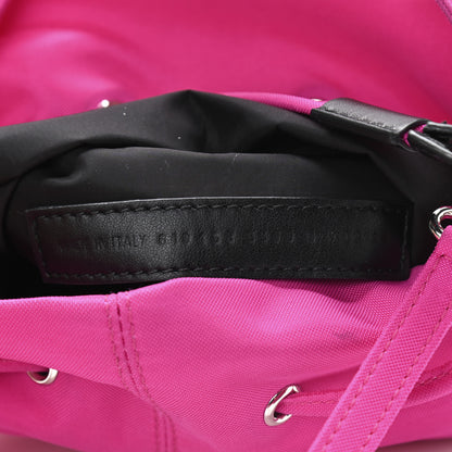 Balenciaga Recycled Sport Nylon Logo Embroidered Wheel Drawstring Bucket Bag XS Fuchsia Black 7 of 9