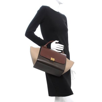 Celine Sleek Calfskin Tri-color Small Trapeze Wine 3 of 9