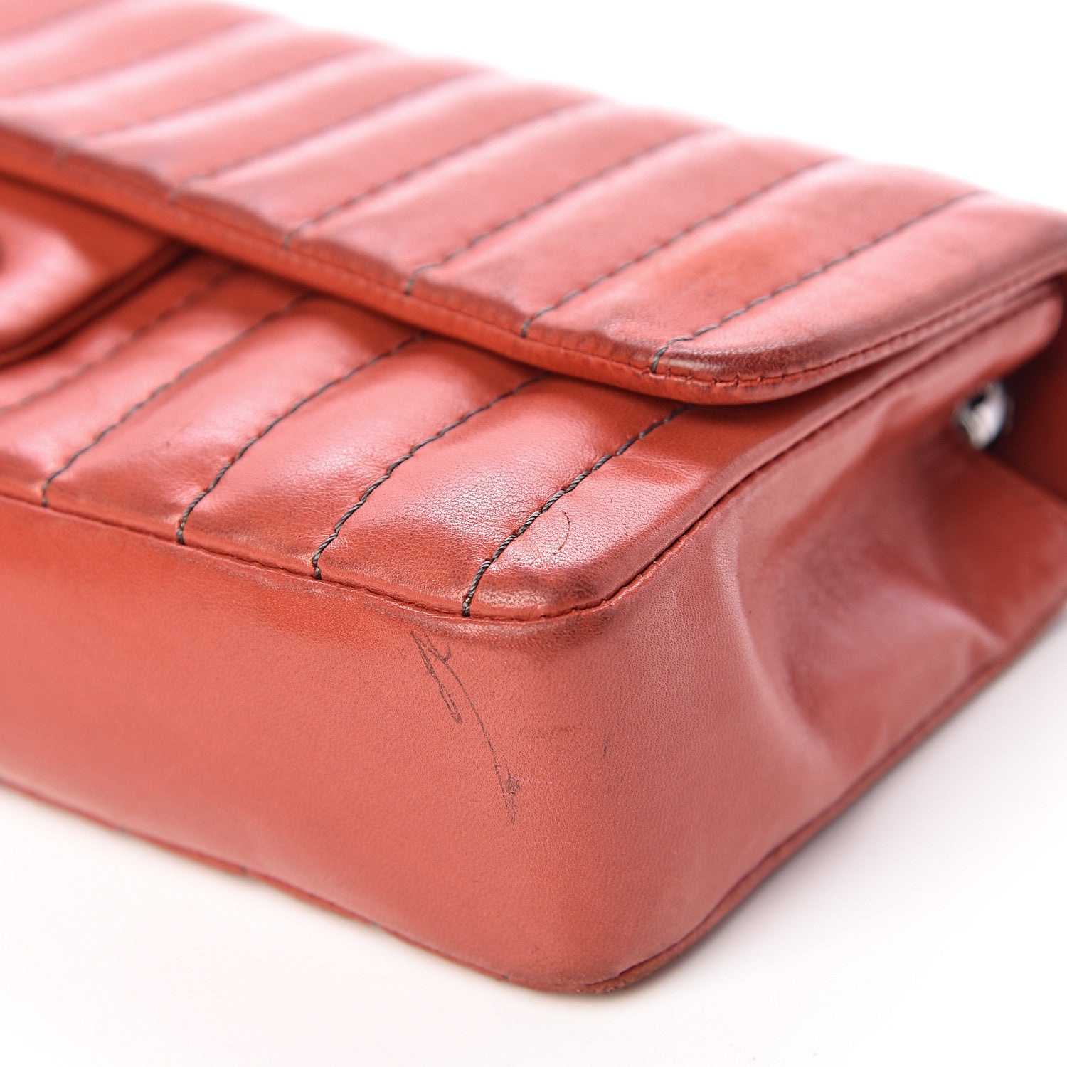 Chanel Lambskin Vertical Quilted East West Flap Red 13 of 24