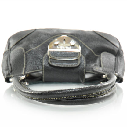 Prada Vitello Daino Foldover Pushlock Bag Black 6 of 10