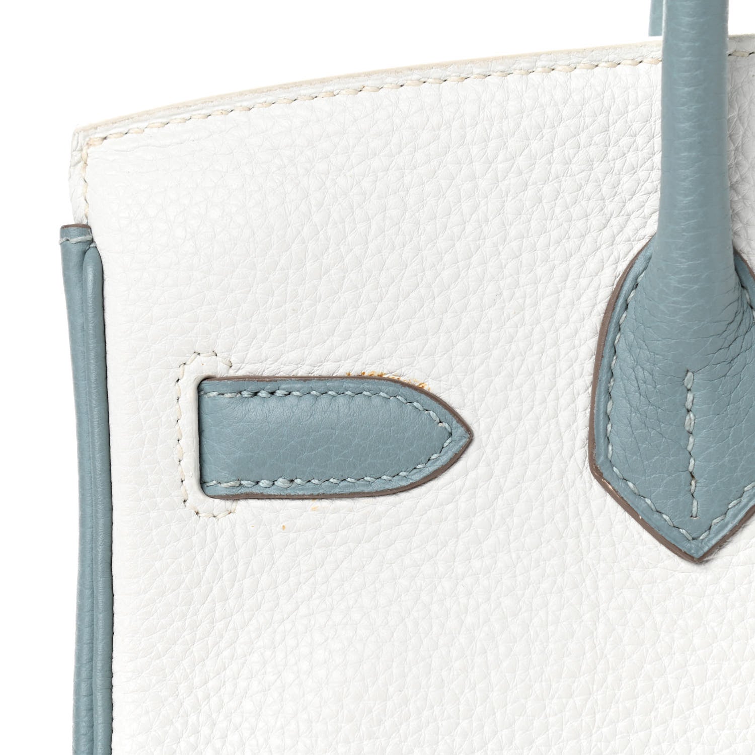 Hermes Togo Bi-Color Horseshoe Birkin 30 White Ciel 12 of 13