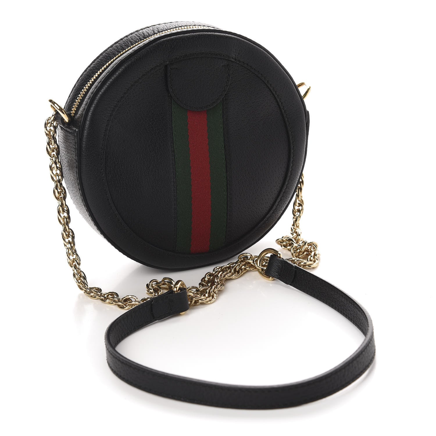 Gucci Grained Calfskin Web Mini Ophidia Round Shoulder Bag Black 3 of 10