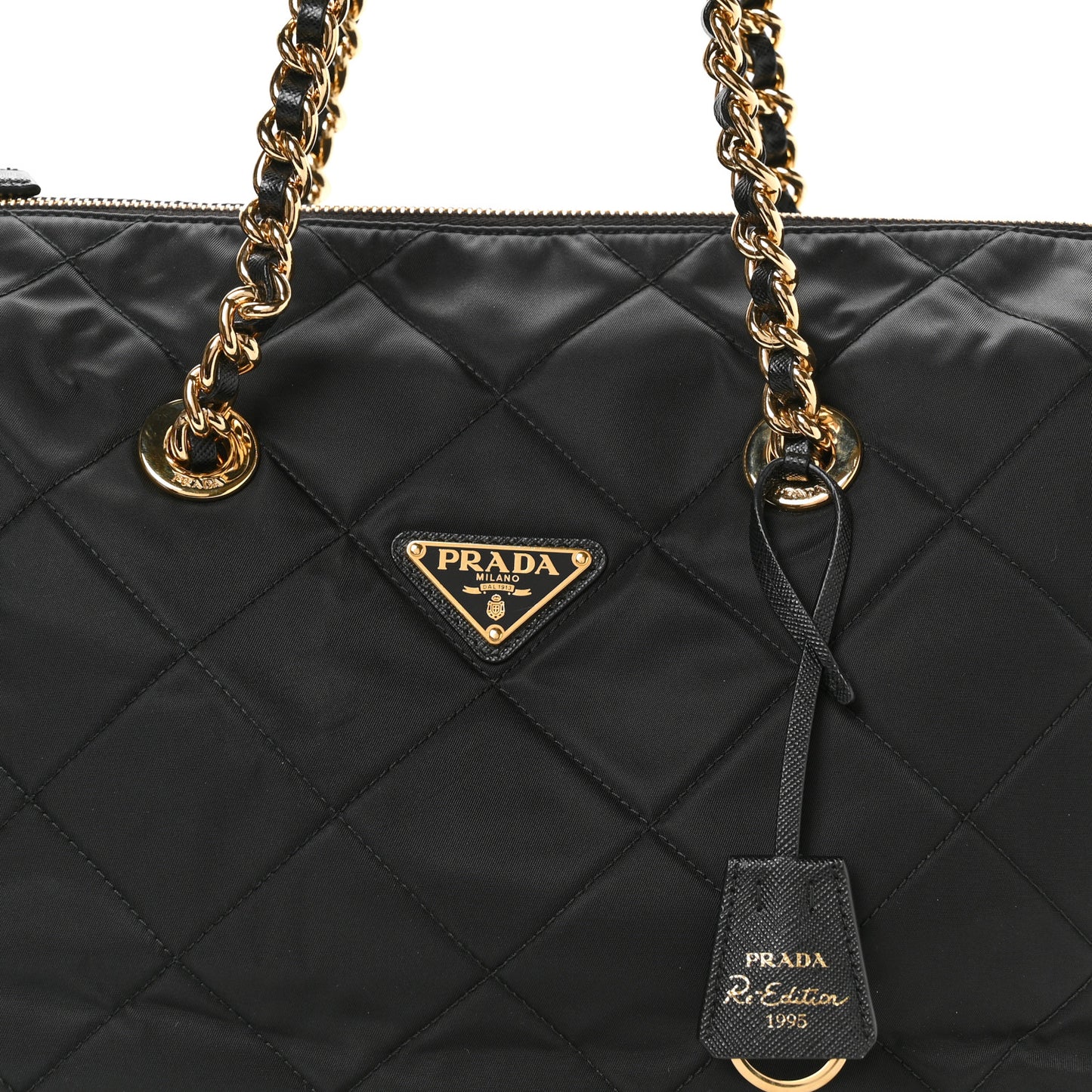 Re-Nylon Tessuto Impuntu Quilted Re-Edition 1995 Chaine Tote Black