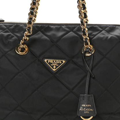 Prada Re-Nylon Tessuto Impuntu Quilted Re-Edition 1995 Chaine Tote Black 9 of 11