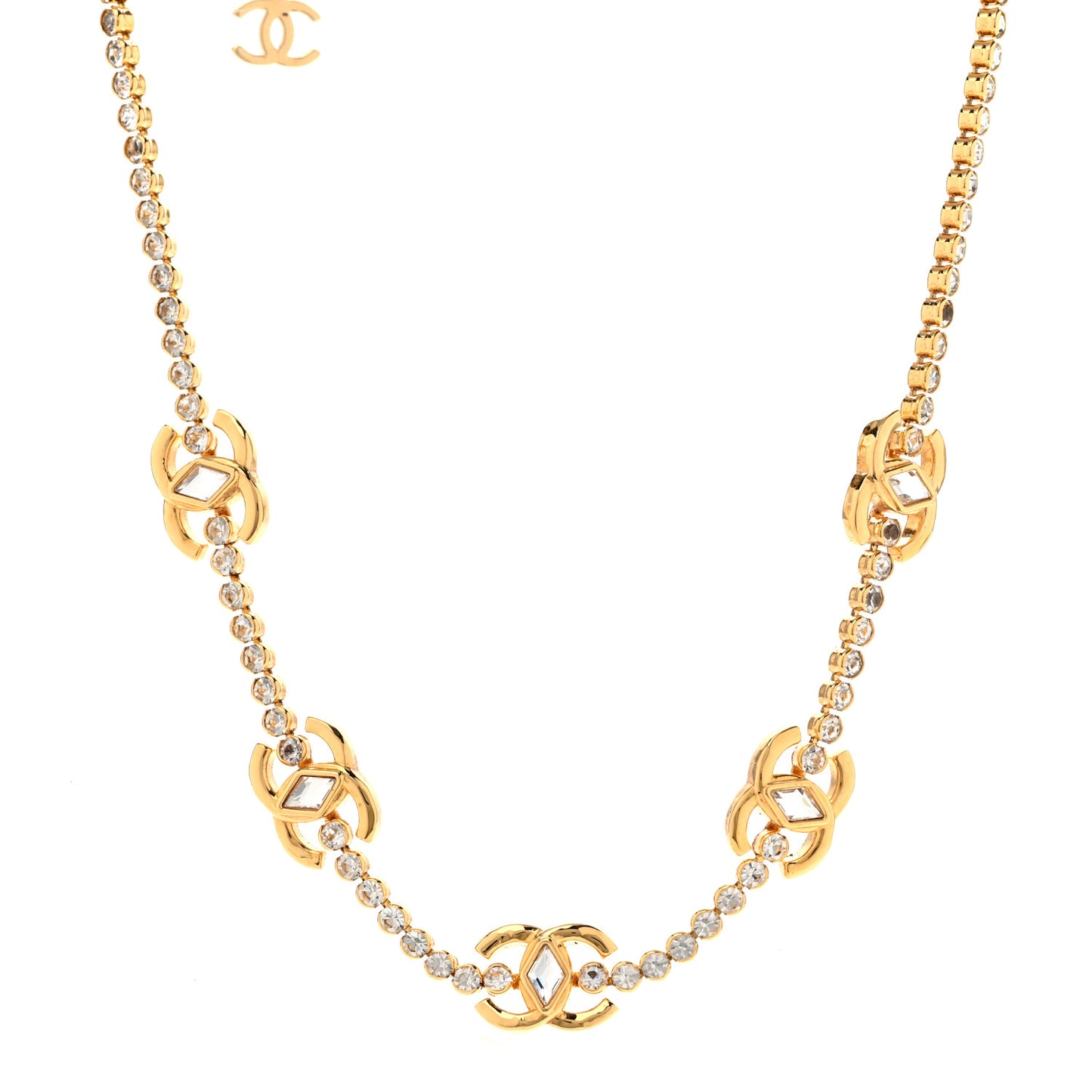 Metal Crystal CC Marquise Choker Gold
