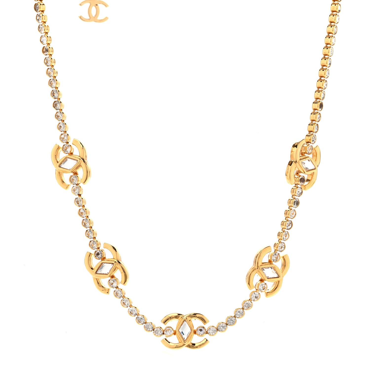 Chanel Metal Crystal CC Marquise Choker Gold 1 of 6