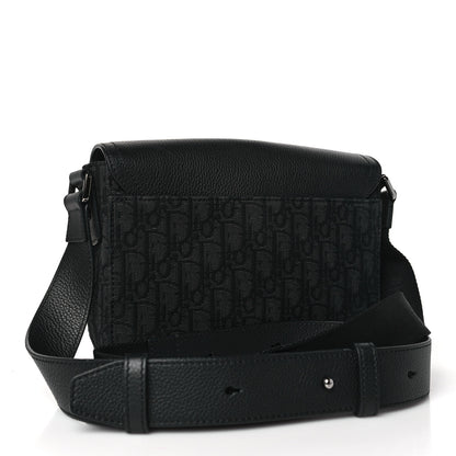 Christian Dior Oblique Jacquard Grained Calfskin Saddle Pouch With Strap Black 3 of 11