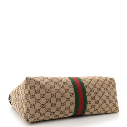 Gucci GG Monogram Web Large Giglio Tote Beige Brown 4 of 10
