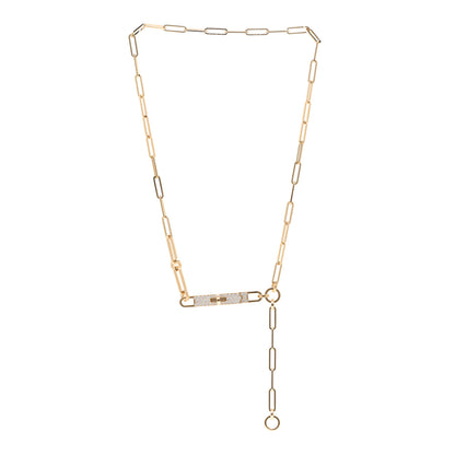 Hermes 18K Yellow Gold Diamond Pave PM Kelly Chaine Lariat Necklace ST 3 of 5