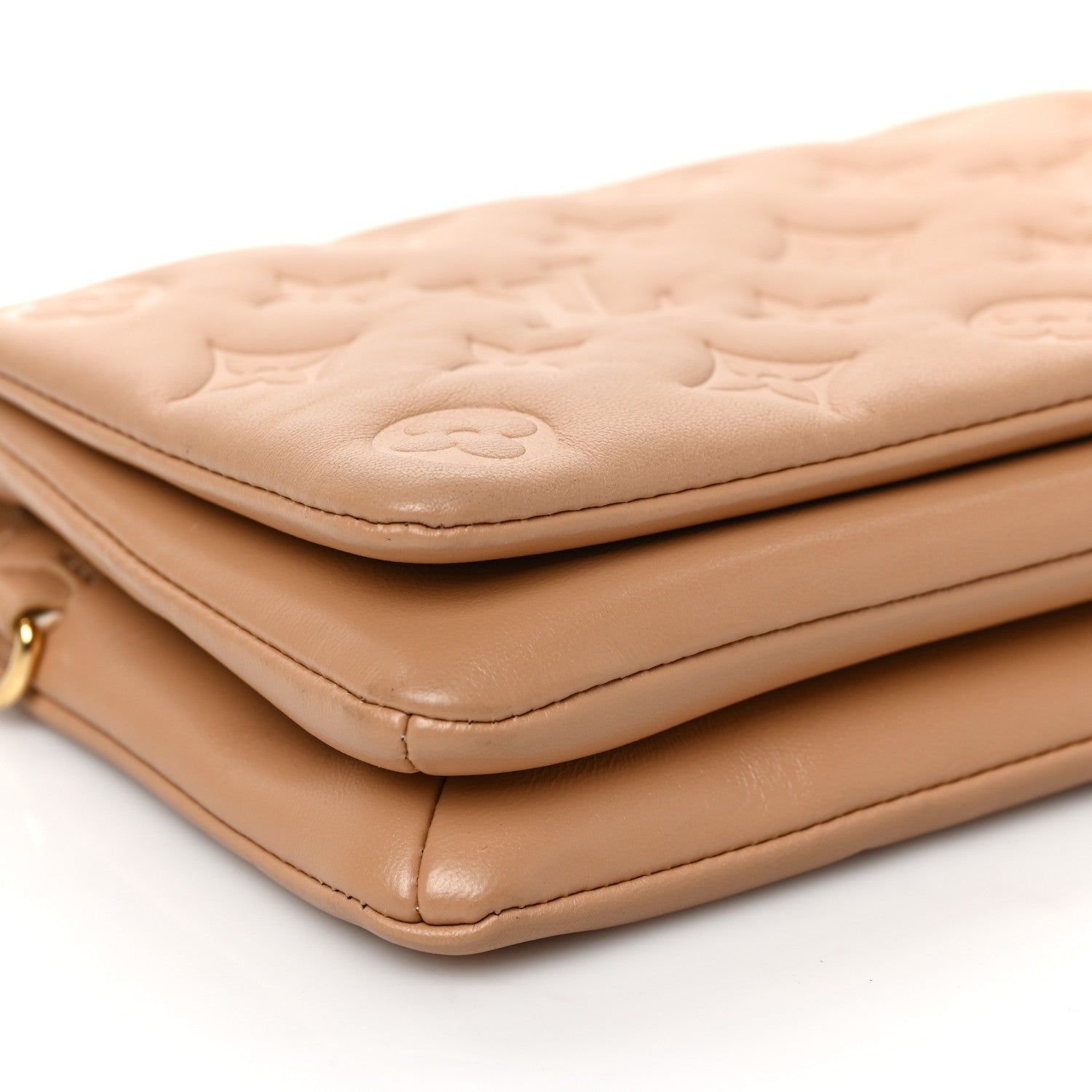 Louis Vuitton Lambskin Embossed Monogram Pochette Coussin Camel 7 of 9