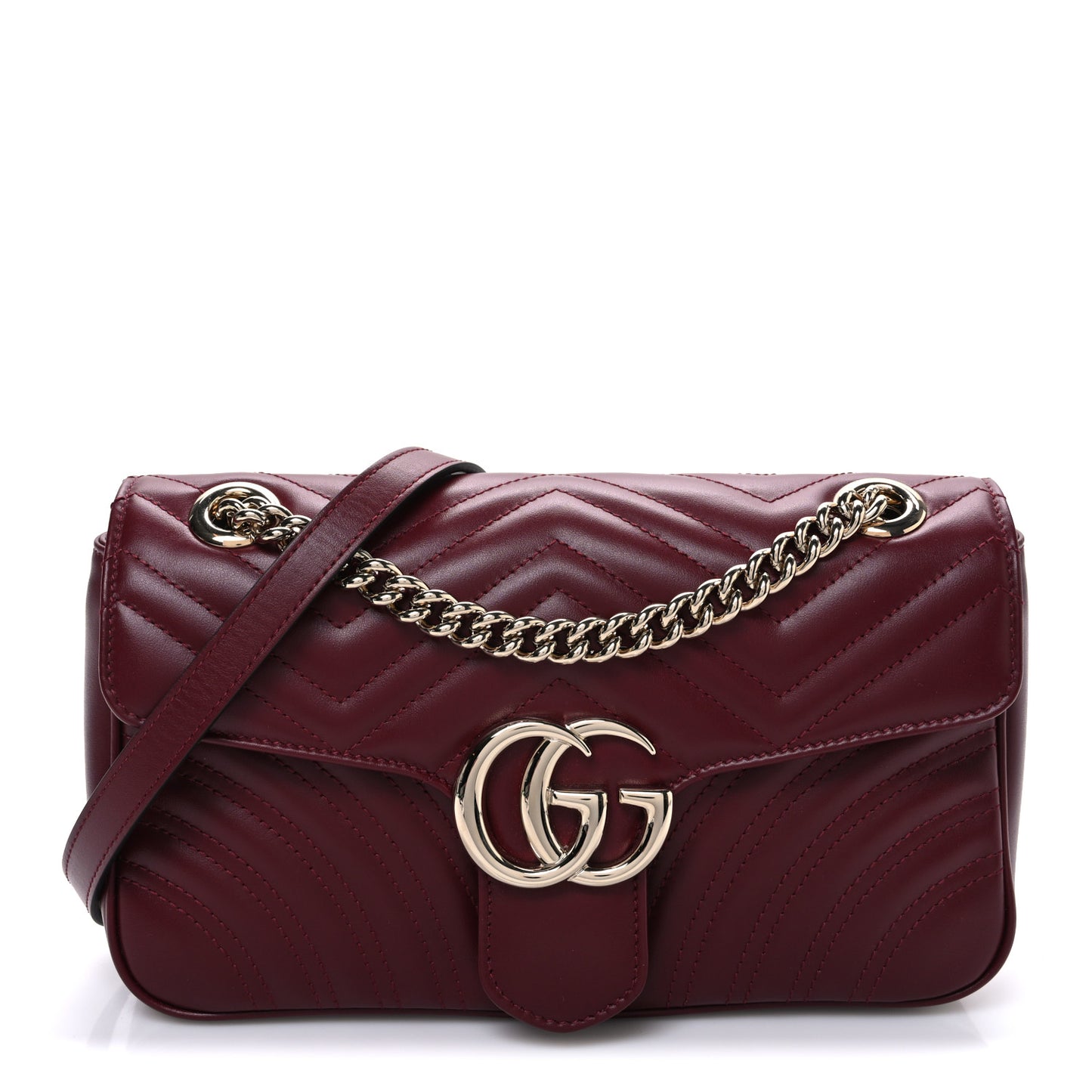 Calfskin Matelasse Medium GG Marmont Shoulder Bag Rosso Ancora Red