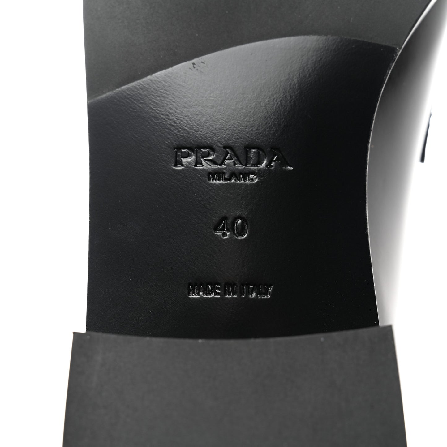 Brushed Calfskin Metal Triangle Logo 20mm Loafers 40 Black