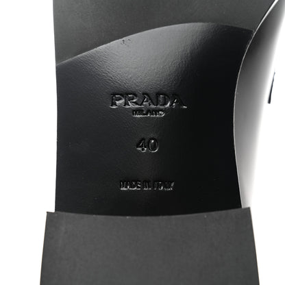 Prada Brushed Calfskin Metal Triangle Logo 20mm Loafers 40 Black 7 of 8