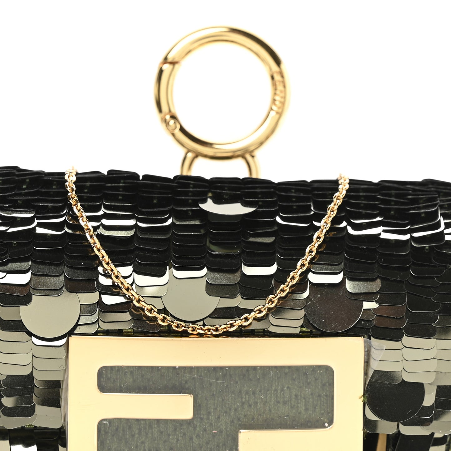 Sequin Paillettes Shiny Nappa Sex and the City Nano Maxi Buckle Baguette Charm Avocado