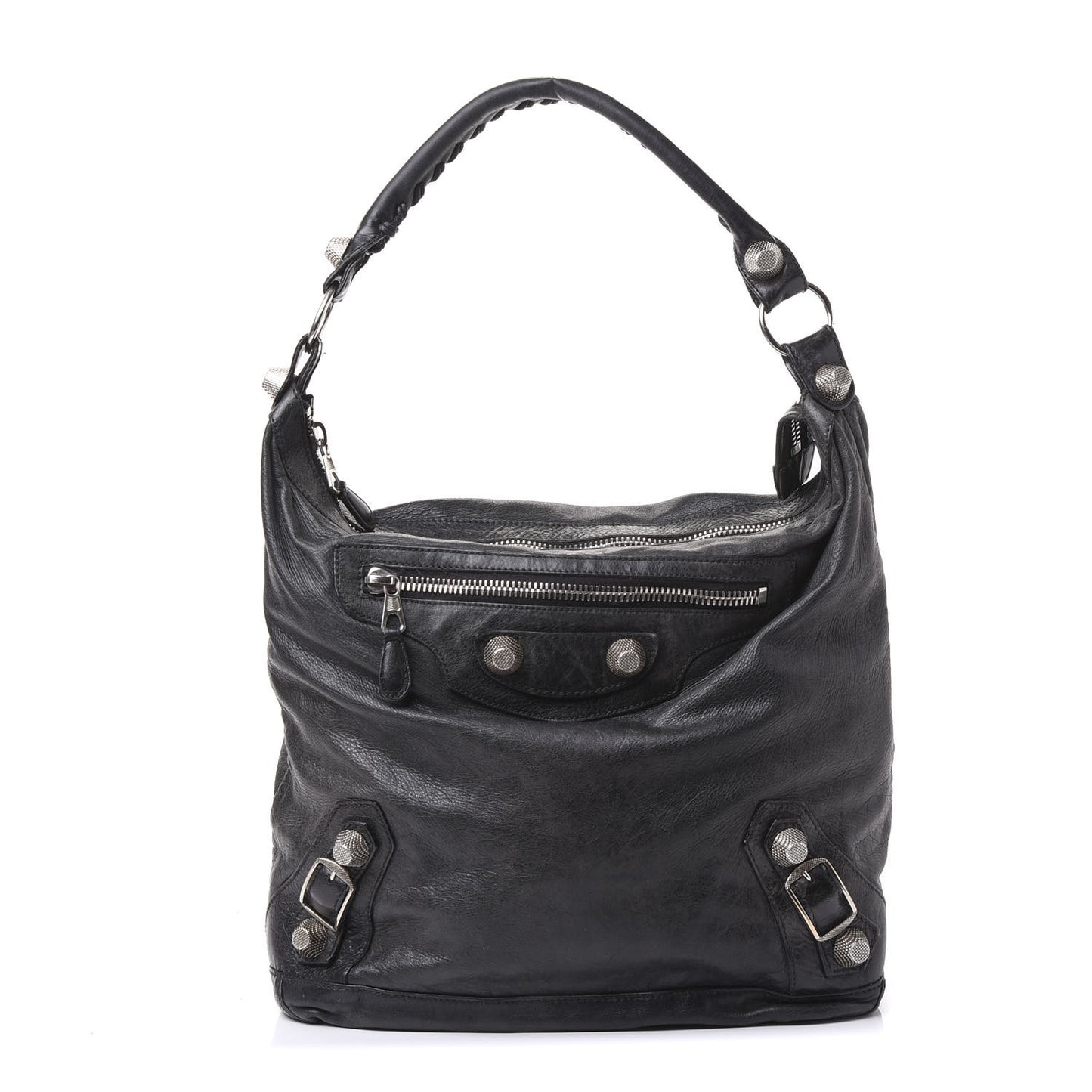 Agneau Giant 21 Silver Hardware Day Hobo Black