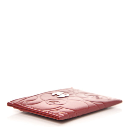 Chanel Lambskin Camellia Embossed Card Holder Red 4 of 9