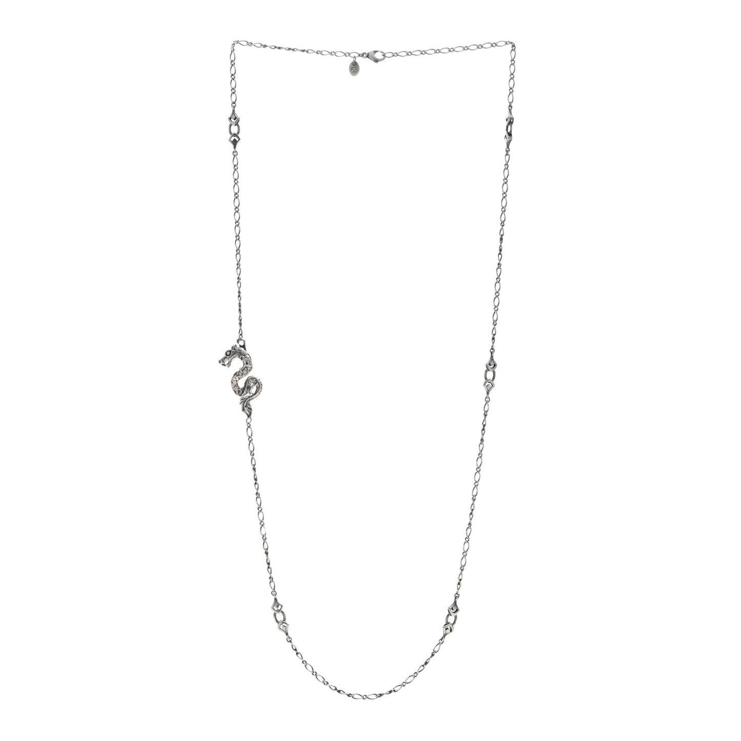 Sterling Silver Legends Naga Dragon Station Necklace 36"