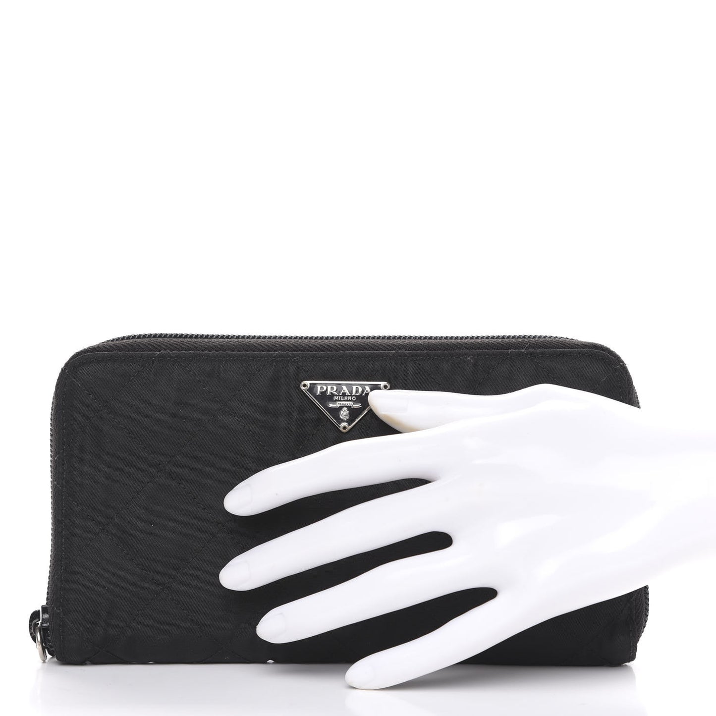 Tessuto Nylon Quilted Zip Around Wallet Black