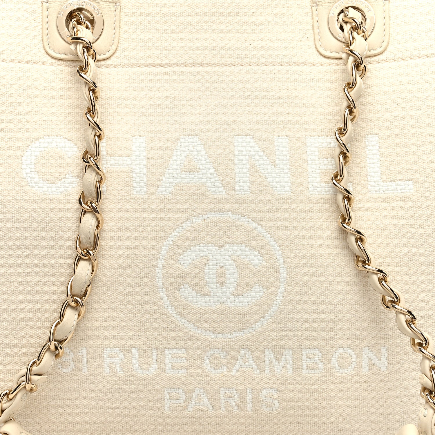 Chanel Mixed Fibers Calfskin Medium Deauville Tote Light Beige 9 of 13