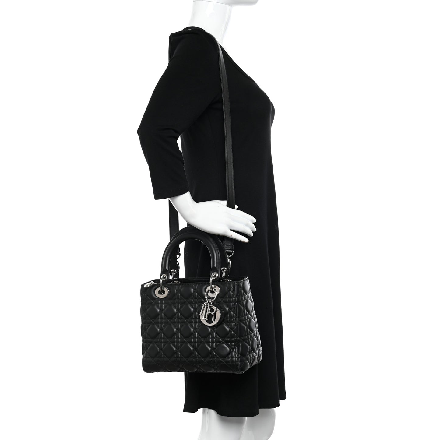 Lambskin Cannage Medium Lady Dior Black