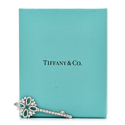 Tiffany Platinum Diamond Emerald Victoria Key Pendant 5 of 5