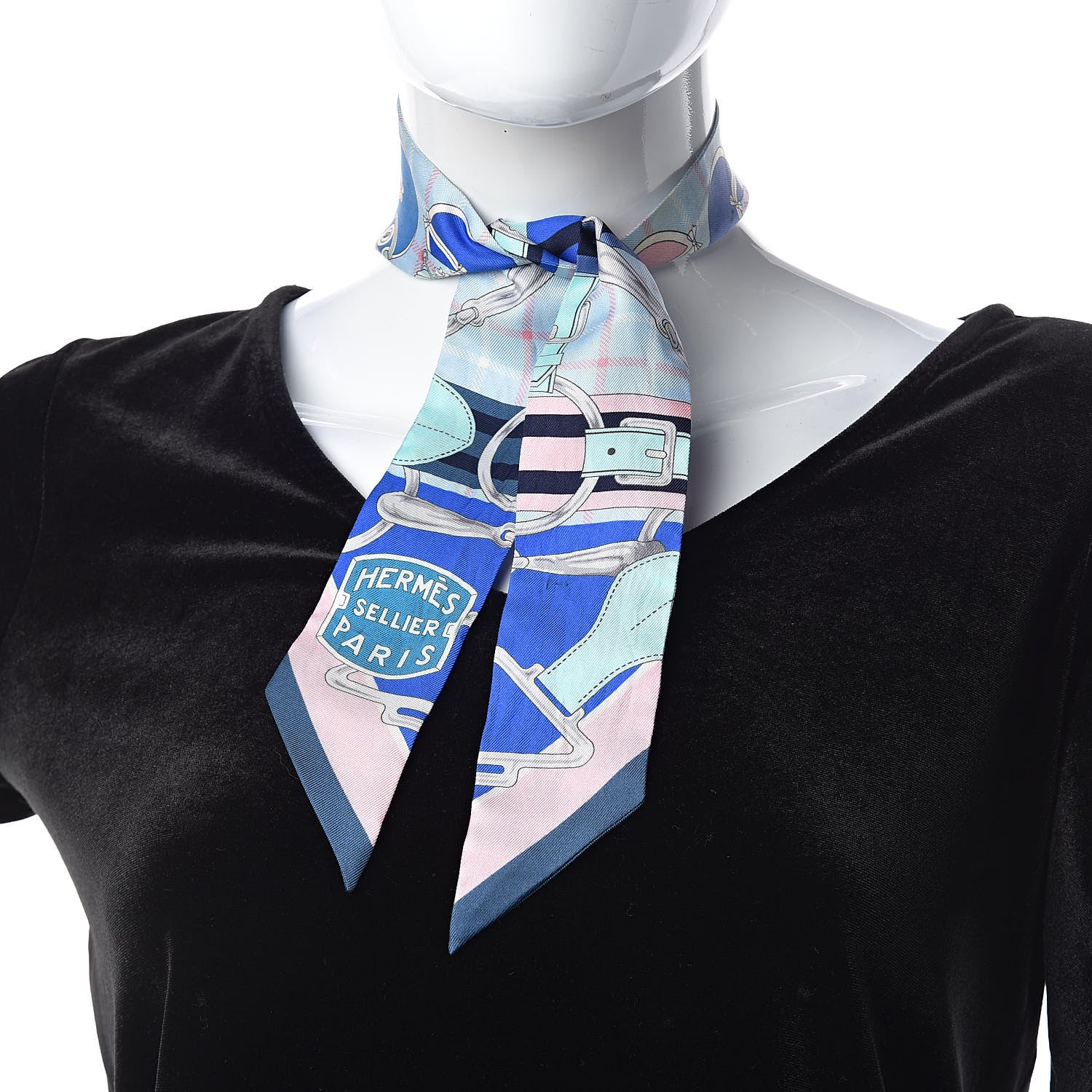 Hermes Silk Tatersale Twilly Petrole Ciel Rose Poudre 2 of 5