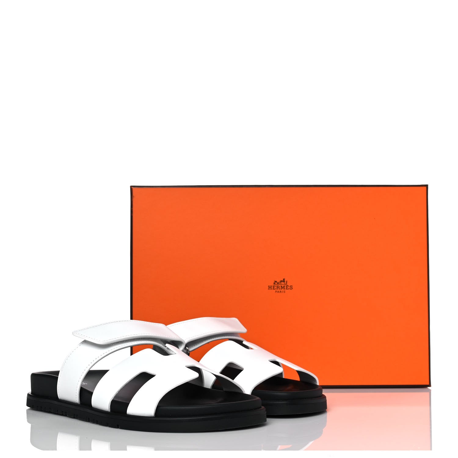 Hermes Calfskin Womens Chypre Sandals 37.5 White 9 of 9
