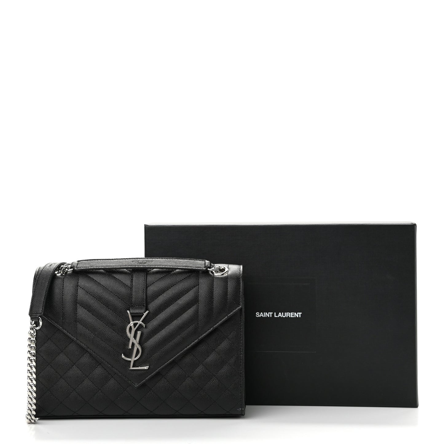 Grain De Poudre Textured Mixed Matelasse Triquilt Medium Monogram Satchel Black