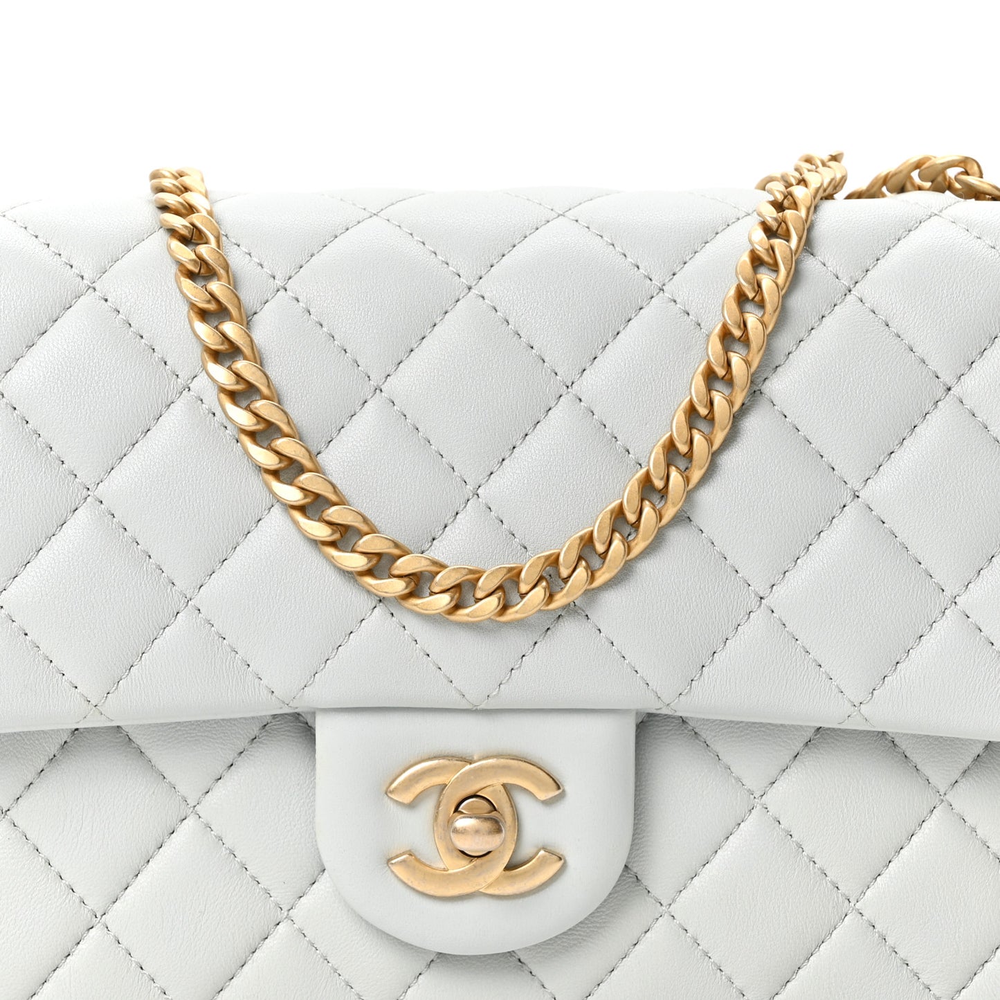 Lambskin Quilted Small Sweet Camellia Flap Light Blue