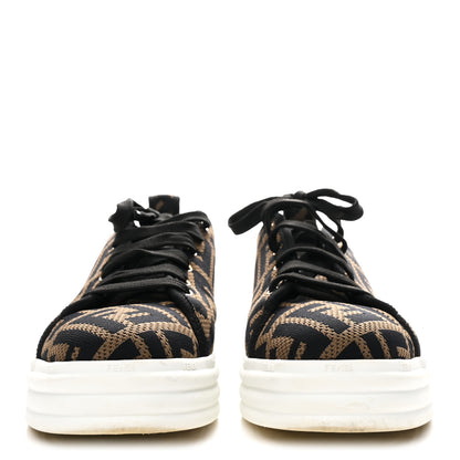Fendi Fabric FF Micro-Perforated Rise Low Top Sneakers 38.5 Tobacco Black 3 of 9
