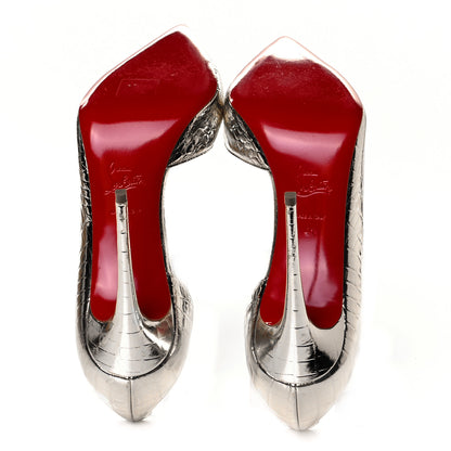 Christian Louboutin Metallo Cocco Iriza 100 Pumps 41 Platine 6 of 12
