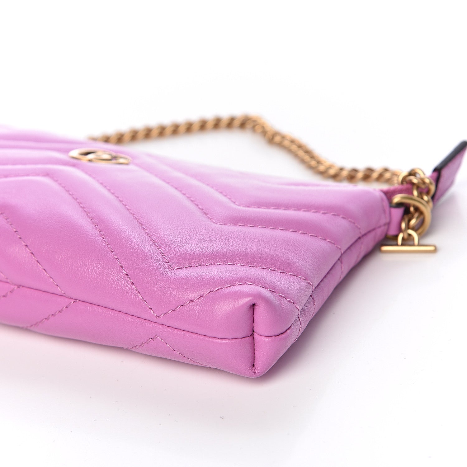 Gucci Calfskin Matelasse Mini GG Marmont Chain Bag Candy Mousse 9 of 10
