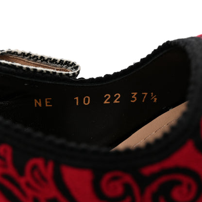 Christian Dior Canvas Bandana Ribbon Embroidered J'Adior Slingback 100mm Pumps 37.5 Black Red 9 of 13