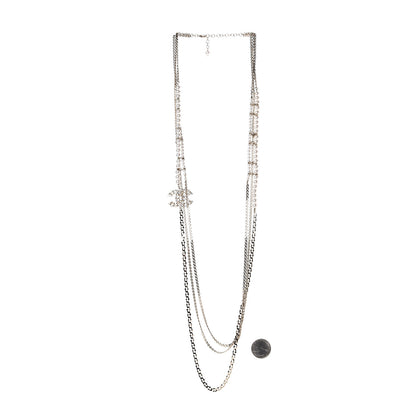 Chanel Crystal Pearl CC Long Multistrand Necklace Gold 3 of 5