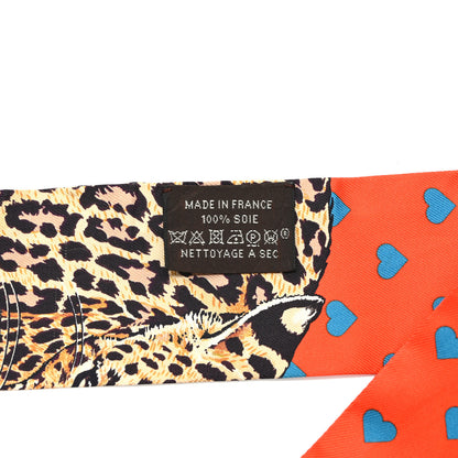 Hermes Silk Jungle Love Love Twilly Orange Bleu Brun 4 of 4