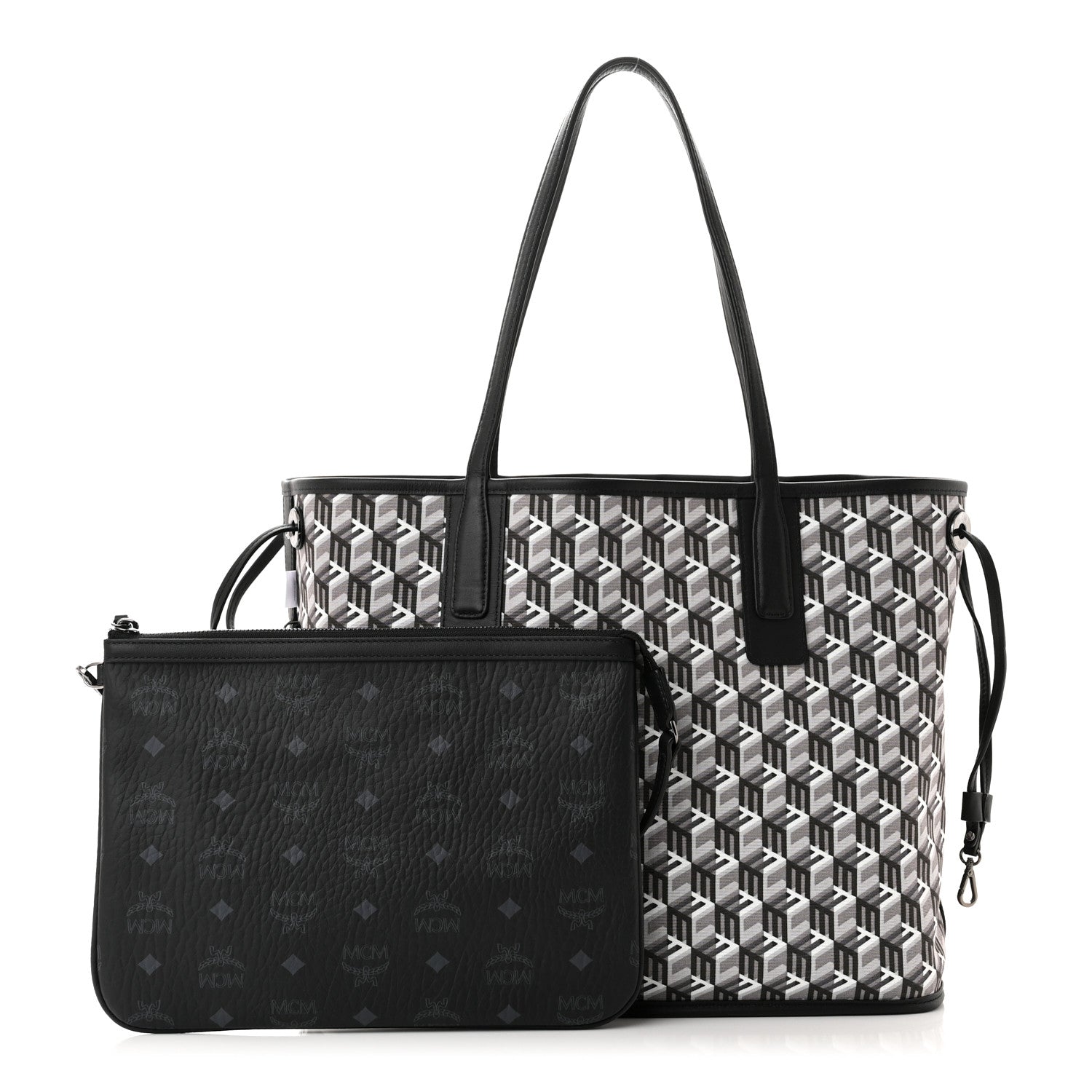 MCM Visetos Medium Liz Reversible Shopper Tote Black 1 of 19