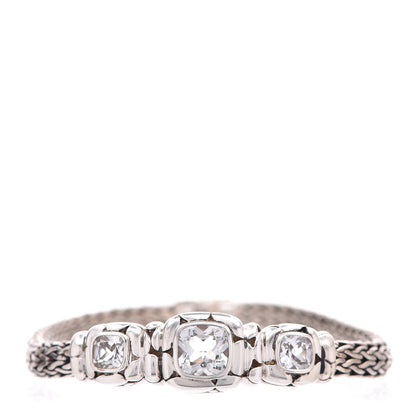 John Hardy Sterling Silver White Topaz Three Station Kali Classic Chain Bracelet 1 of 5