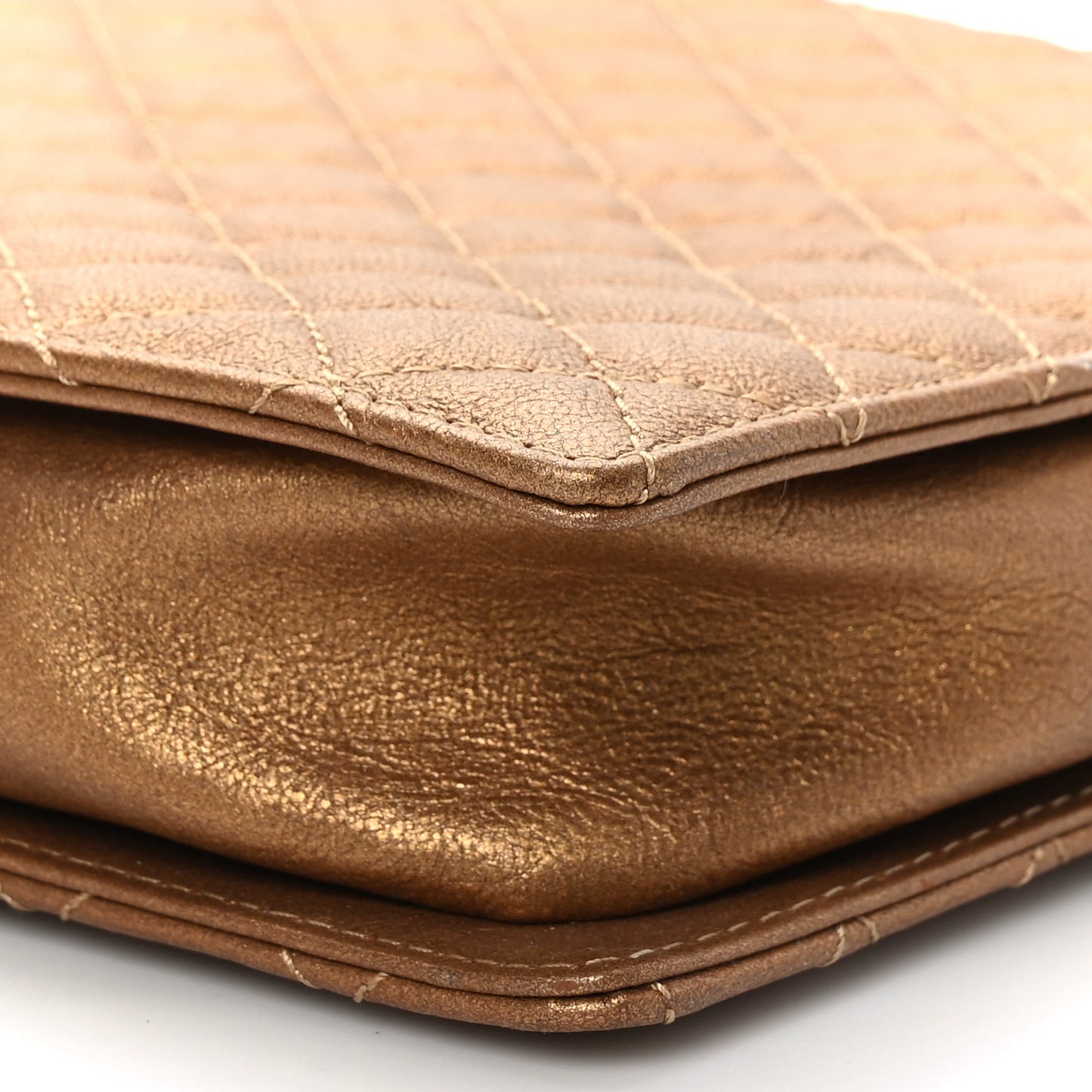 Metallic Lambskin Quilted Shoulder Bag Bronze