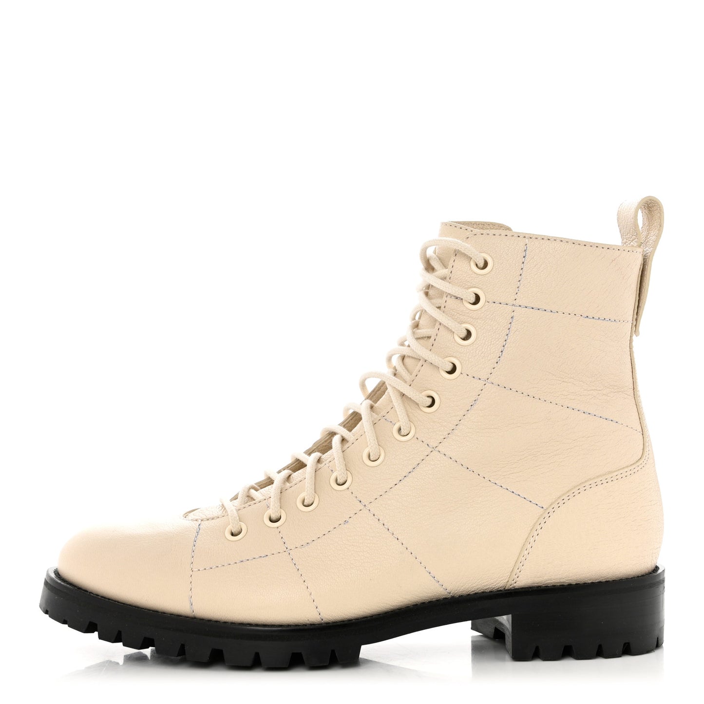 Grainy Calfskin Cruz Flat Ankle Booties 38.5 Cream