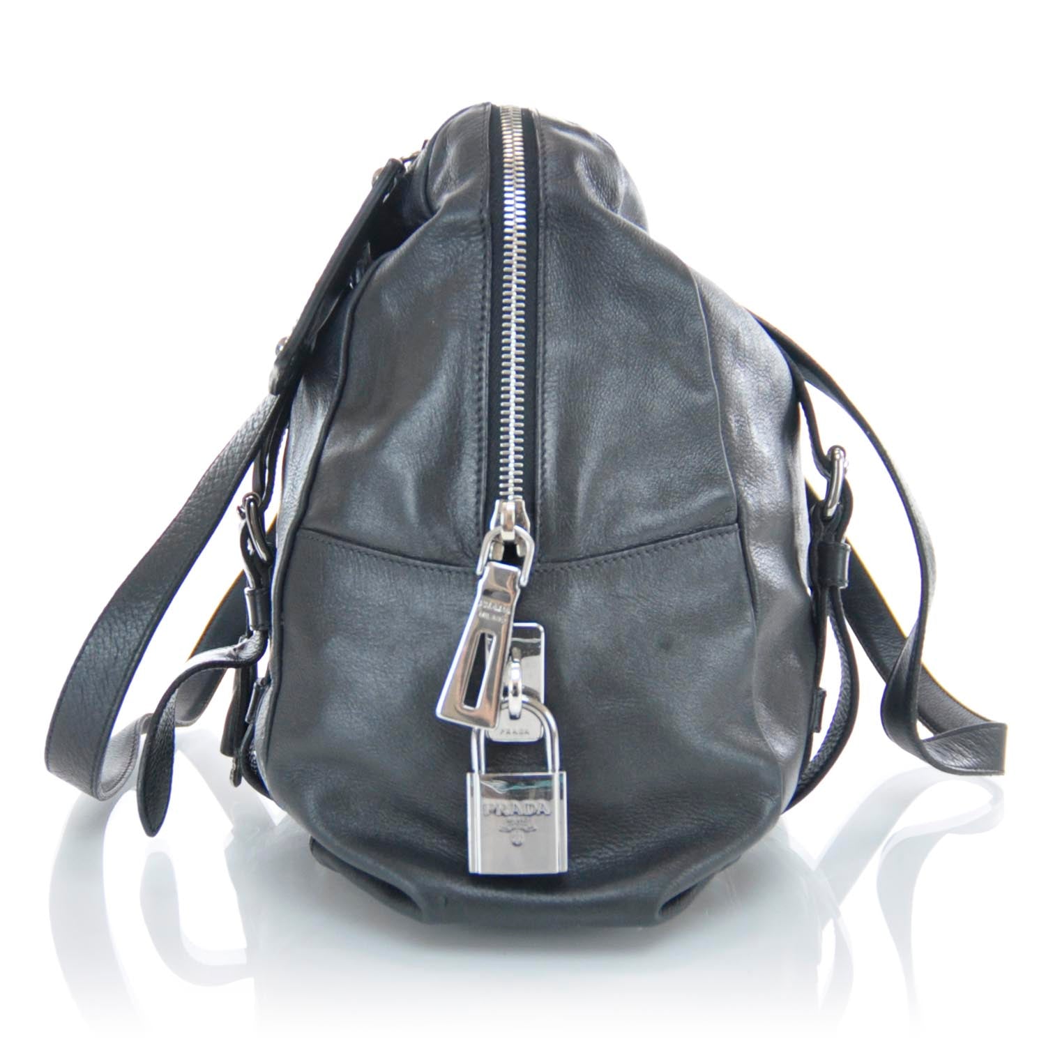 Prada Leather Buckle Satchel Nero Black 6 of 11