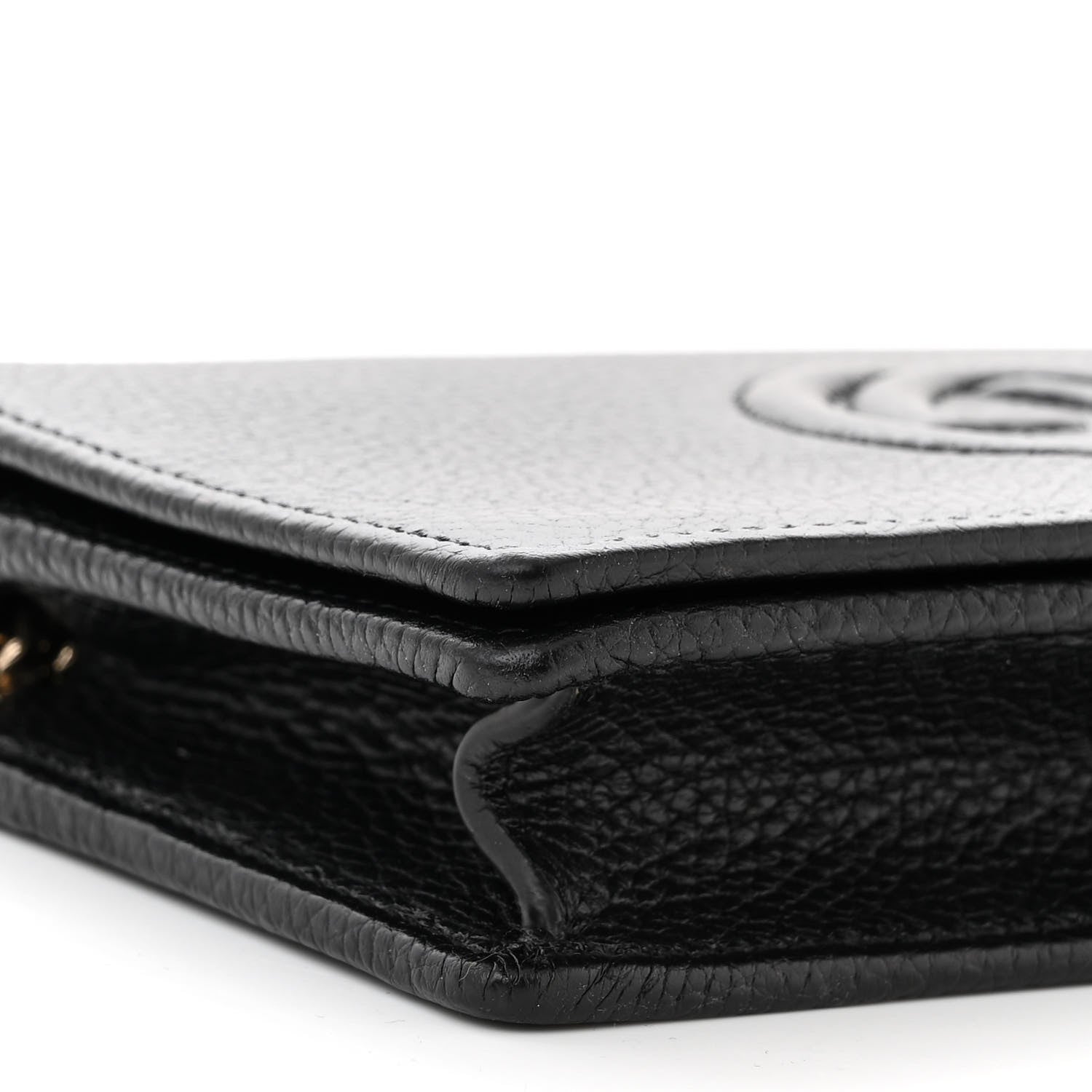 Gucci Pebbled Calfskin Soho Wallet On Chain Black 8 of 9