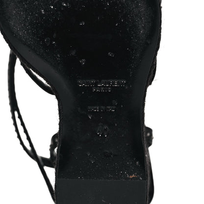 Saint Laurent Calfskin Cassandra Espadrille 105 Wedges 40 Black 6 of 8