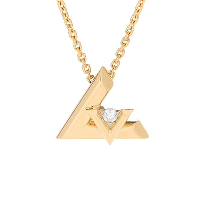 Louis Vuitton 18K Yellow Gold Diamond Small LV Volt One Pendant Necklace 4 of 6