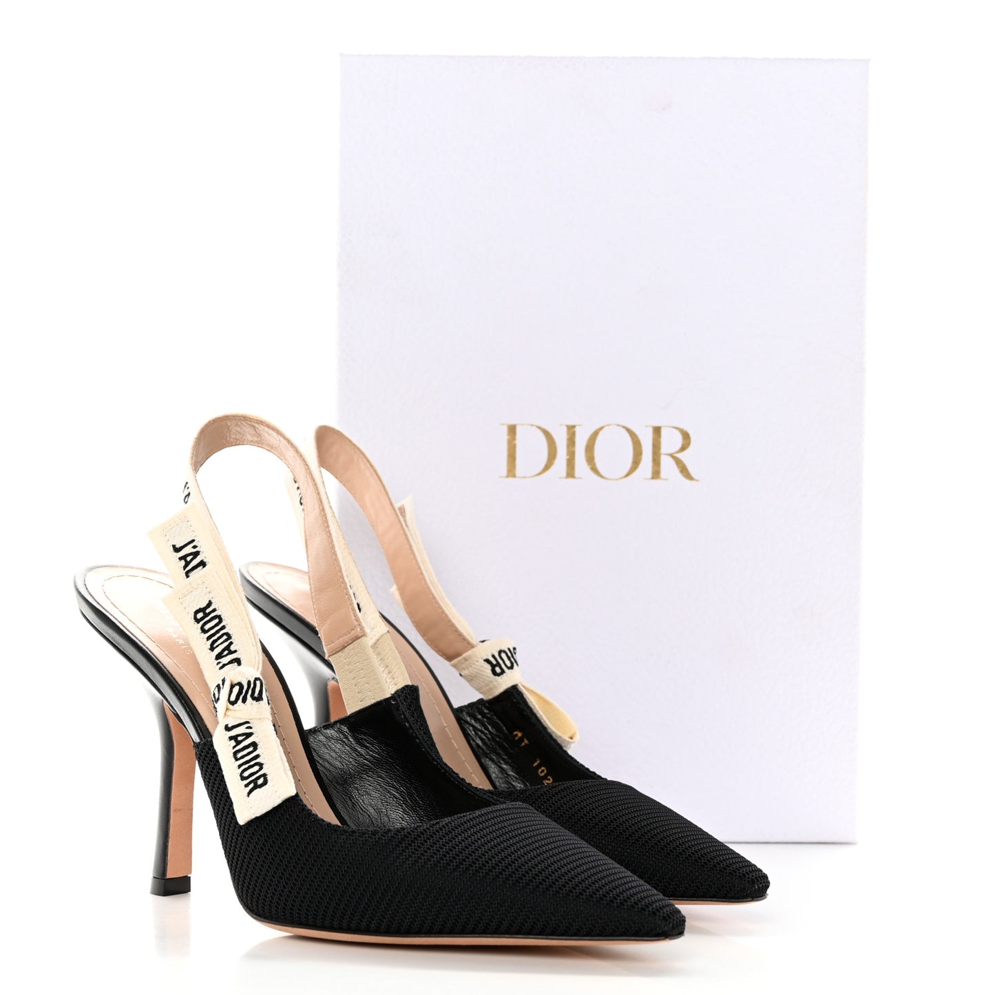 Technical Canvas Ribbon J'Adior Slingback 100mm Pumps 38 Black