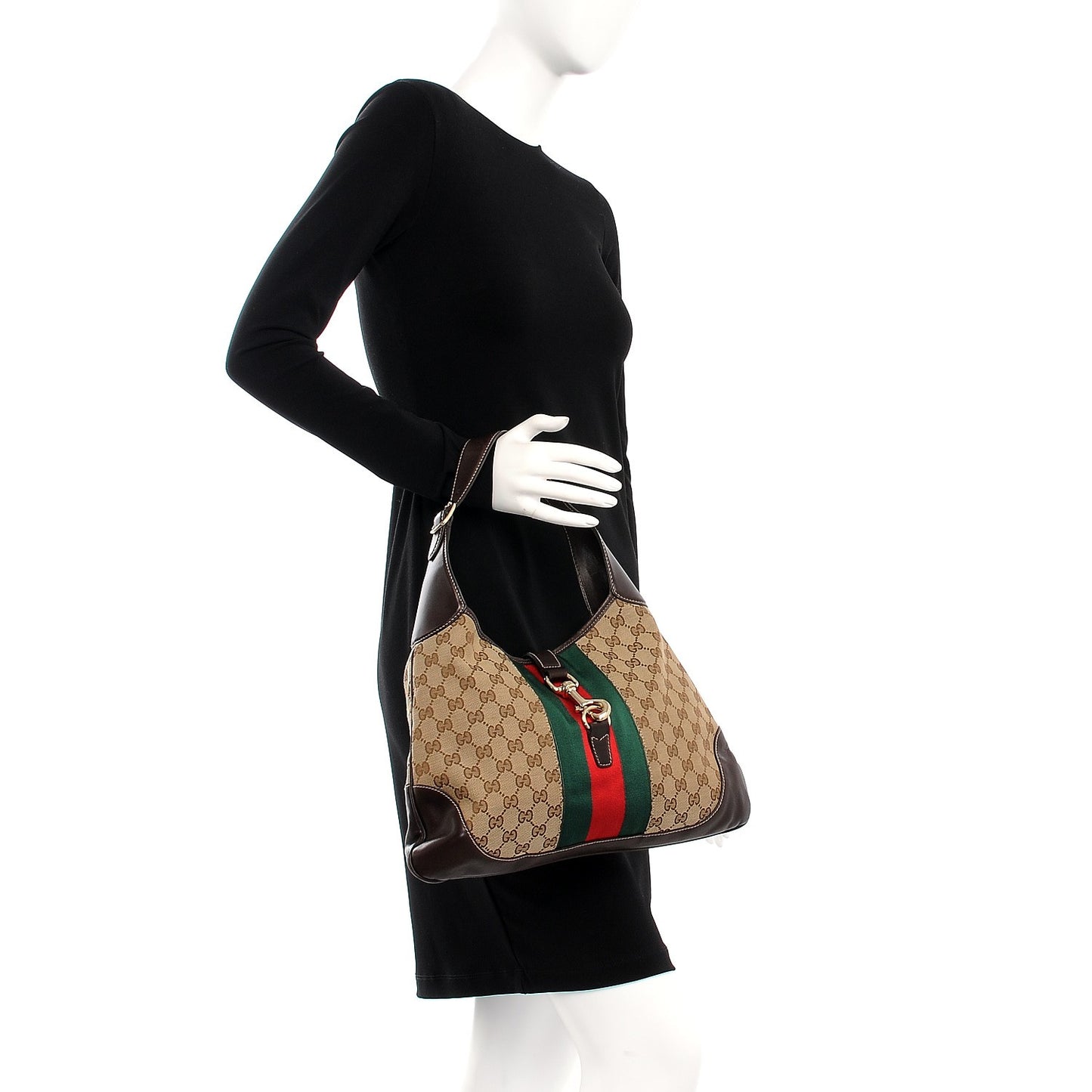 Monogram Web Jackie O Bouvier Hobo Dark Brown