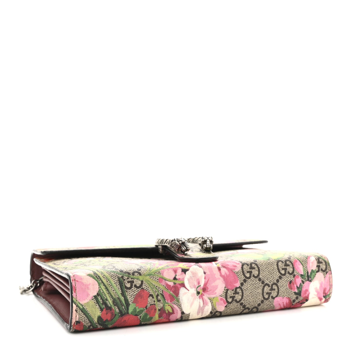 GG Supreme Monogram Blooms Mini Dionysus Chain Wallet Beige Multicolor Dry Rose