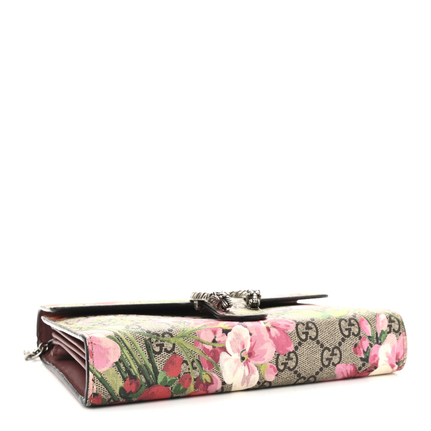 Gucci GG Supreme Monogram Blooms Mini Dionysus Chain Wallet Beige Multicolor Dry Rose 4 of 11