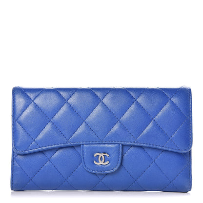 Chanel Lambskin Quilted Large Flap Wallet Blue 1 of 13