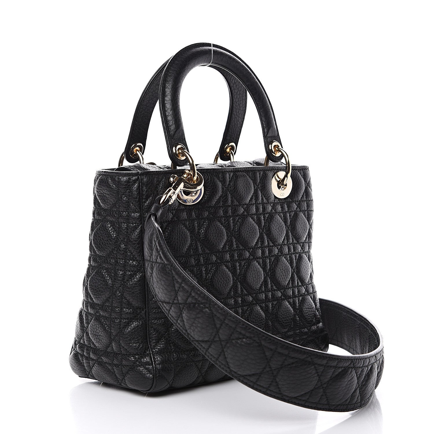 Christian Dior Grained Calfskin Cannage Medium Supple Lady Dior Black 2 of 8