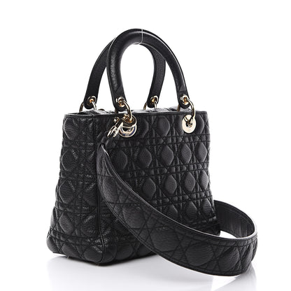 Christian Dior Grained Calfskin Cannage Medium Supple Lady Dior Black 2 of 8